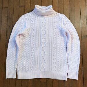 CROFT & BARROW | Women's Size M | Cable Knit Turtleneck Sweater | Baby Pink